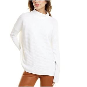 French Connection Size Medium White Mock Neck Long Sleeve Sweater